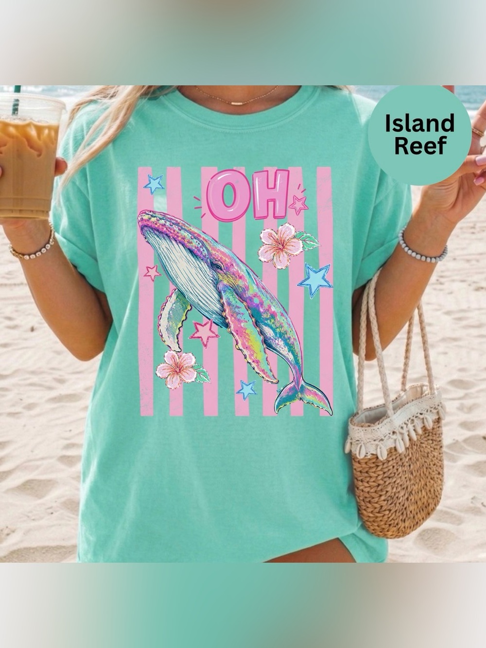 NEW Comfort Colors Funny Oh Whale Graphic Tee, Oversized Shirt